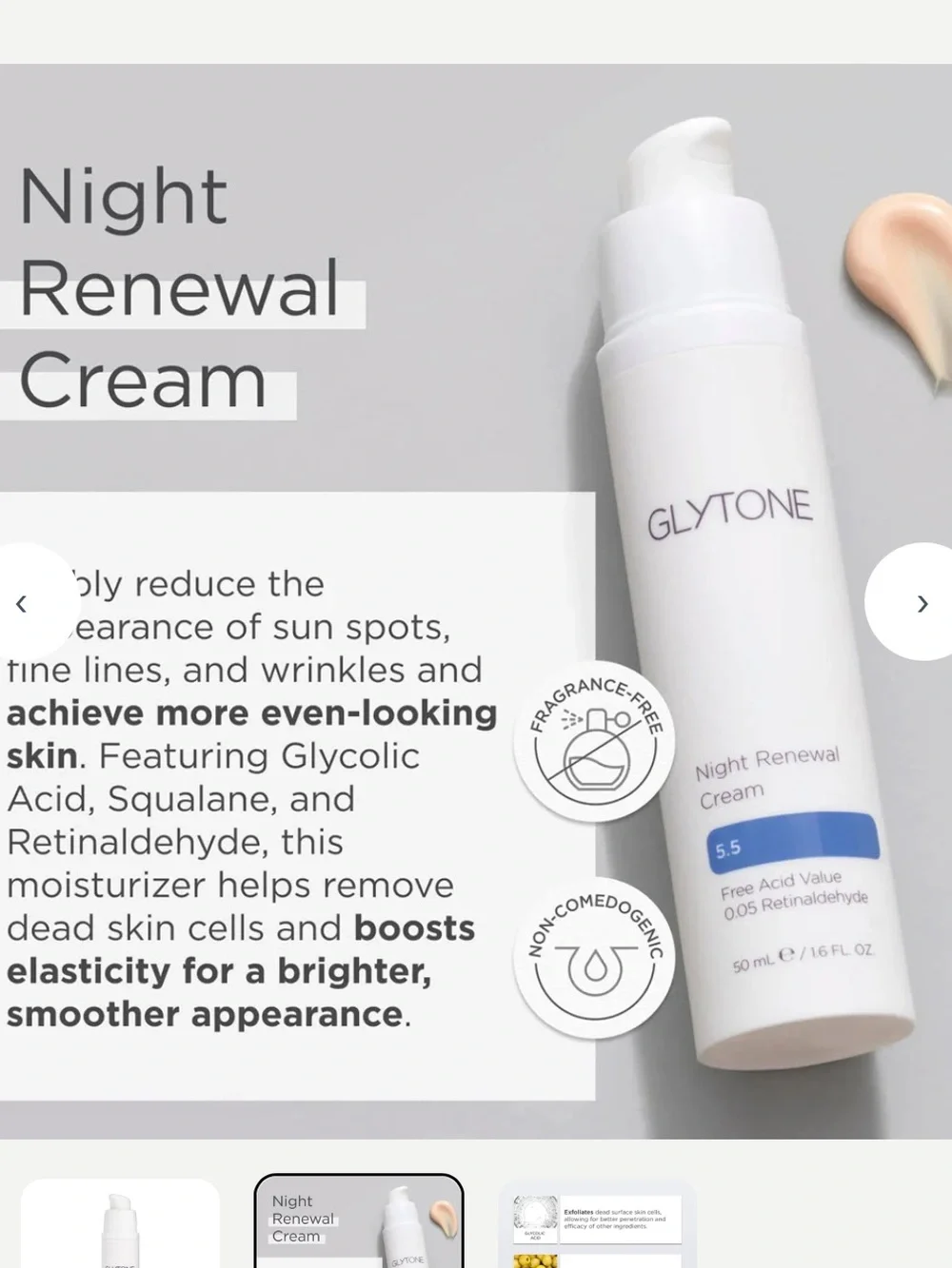 GLYTONE Night Renewal Brightening Cream